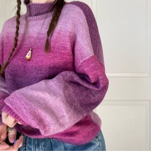Gap Colorful Cowl Neck Long Sleeve Striped Soft Baggy Cozy Grunge Spring Sweater